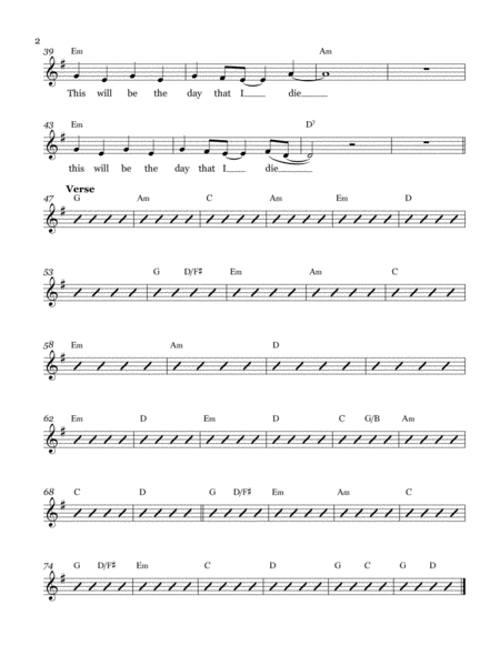 American Pie Leadsheet Melody Notated Page 2
