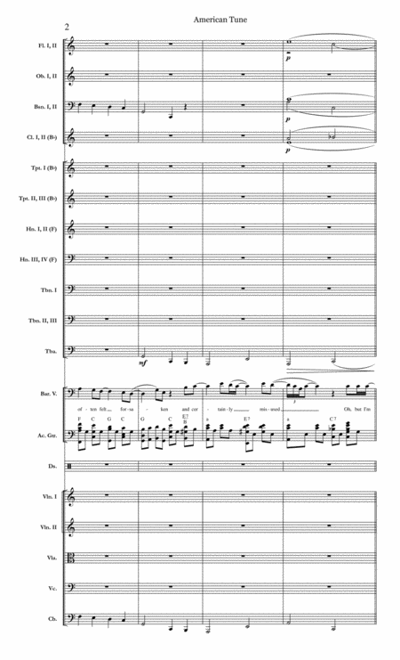 American Tune Simon Garfunkel For Male Vocalist Acoustic Guitar Full Orchestra Page 2