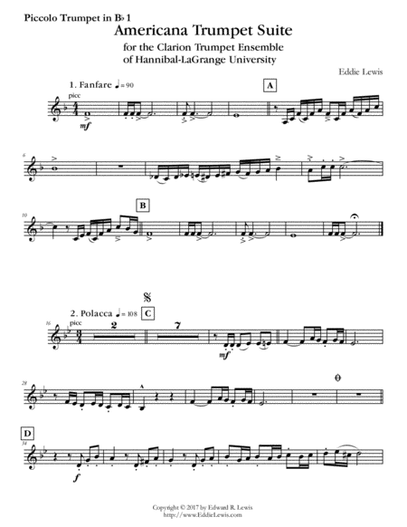 Americana Trumpet Suite For Trumpet Septet By Eddie Lewis Page 2