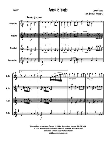 Amor Eterno El Mas Triste Recuerdo By Juan Gabriel For Saxophone Quartet Page 2