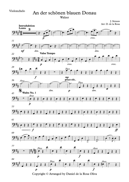 An Der Schnen Blauen Donau Johann Strauss For String Quartet Cello Page 2