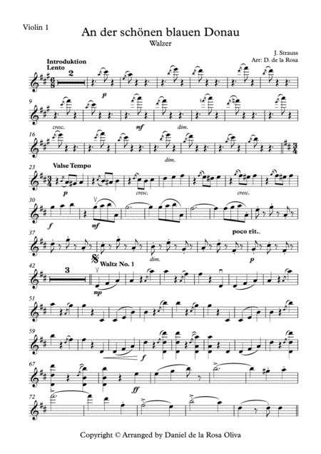 An Der Schnen Blauen Donau Johann Strauss For String Quartet Violin I Page 2