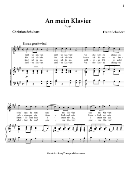 An Mein Klavier D 342 A Major Page 2