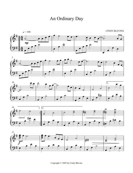 An Ordinary Day An Original Piano Solo From My Piano Book Serendipity Page 2