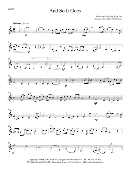 And So It Goes String Quartet Page 2