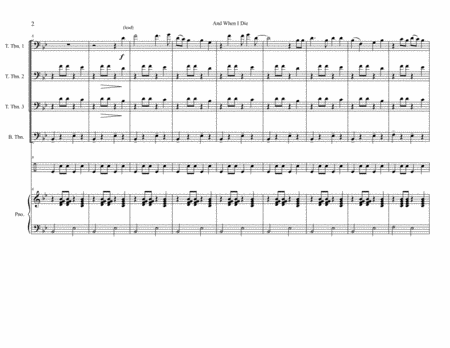 And When I Die For Trombone Quartet Piano And Drums Page 2