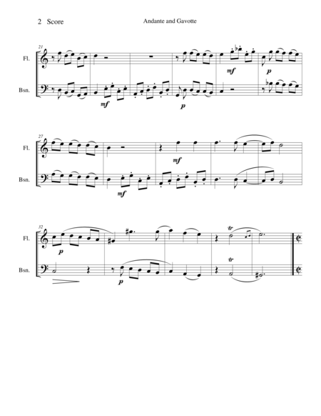 Andante And Gavotte By William Boyce For Flute And Bassoon Page 2