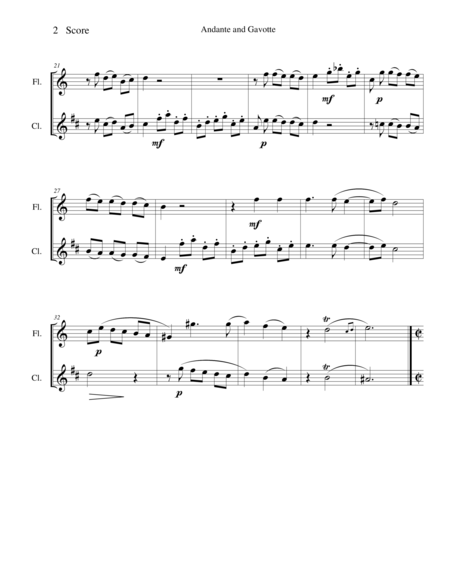 Andante And Gavotte By William Boyce For Flute And Clarinet Page 2