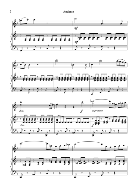 Andante From Elvira Madigan Abridged For Flute And Piano Page 2