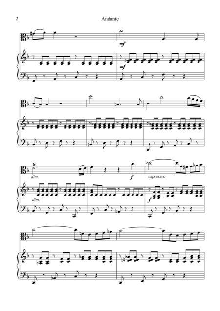 Andante From Elvira Madigan Abridged For Viola And Piano Page 2