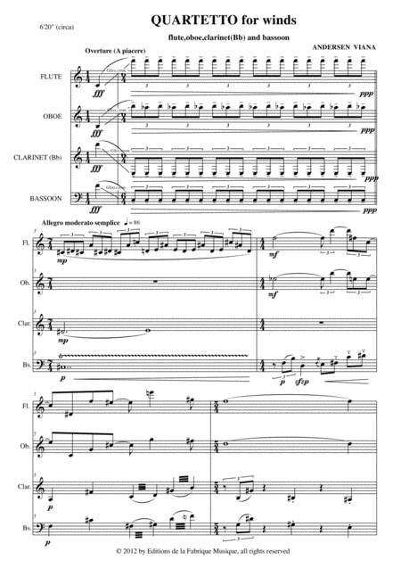 Andersen Viana Quartet For Flute Oboe Bb Clarinet And Bassoon Page 2