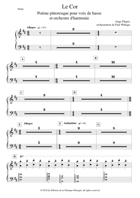 Ange Flgier Le Cor For Bass Voice And Concert Band Harp Part Page 2