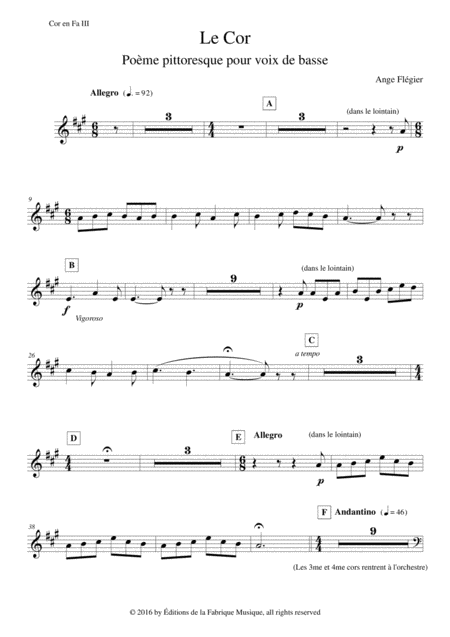 Ange Flgier Le Cor For Bass Voice And Orchestra F Horn Iii Part Page 2