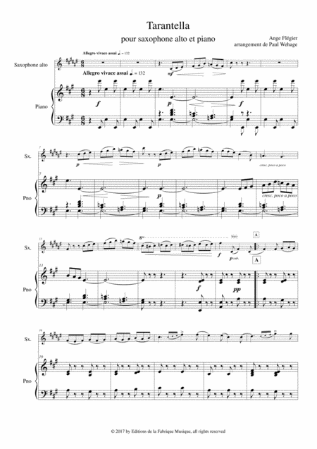 Ange Flgier Tarantella For Alto Saxophone And Piano Page 2