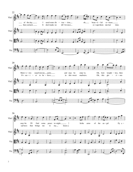 Angel For String Quartet Words And Music By Sarah Mclachlan Page 2