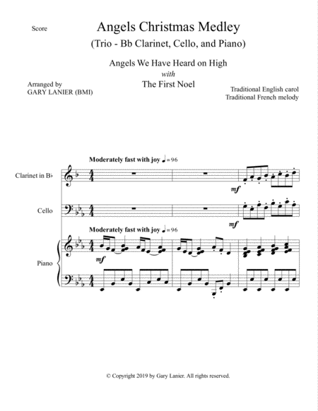 Angels Christmas Medley Piano Trio For Bb Clarinet Cello And Piano Page 2