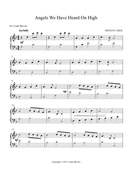 Angels We Have Heard On High Arranged For Easy Piano Solo Page 2
