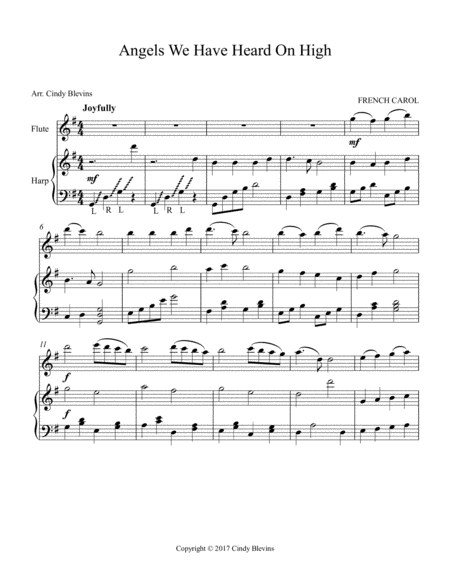 Angels We Have Heard On High Arranged For Harp And Flute Page 2