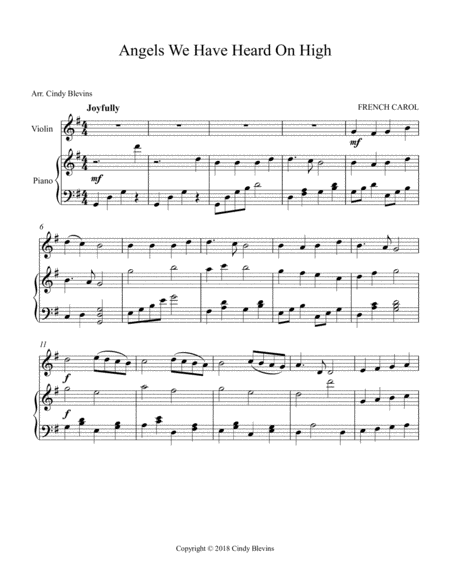 Angels We Have Heard On High Arranged For Piano And Violin Page 2