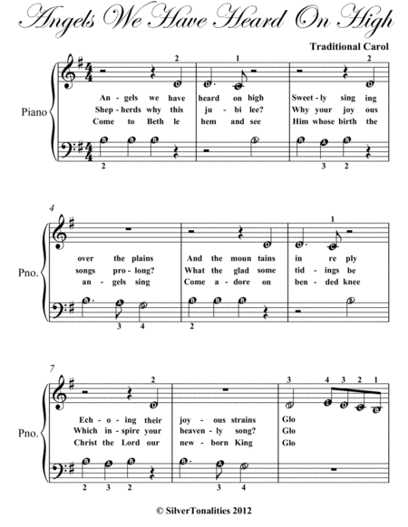 Angels We Have Heard On High Beginner Piano Sheet Music Page 2