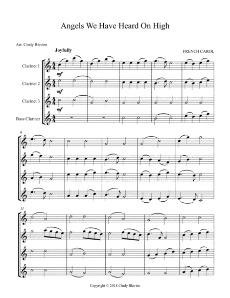 Angels We Have Heard On High For Clarinet Quartet With Bass Clarinet Page 2