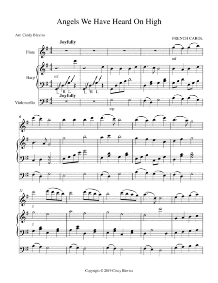 Angels We Have Heard On High For Harp Flute And Cello Page 2