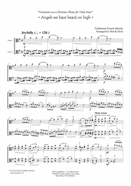 Angels We Have Heard On High For Viola Duet Page 2