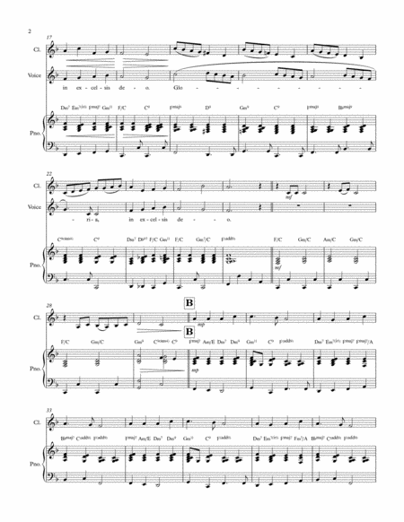 Angels We Have Heard On High For Vocal Solo With Clarinet And Piano Accompaniment Page 2