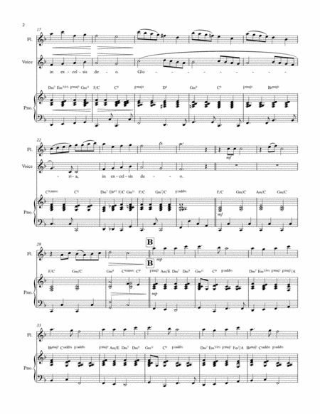 Angels We Have Heard On High For Vocal Solo With Flute And Piano Accompaniment Page 2