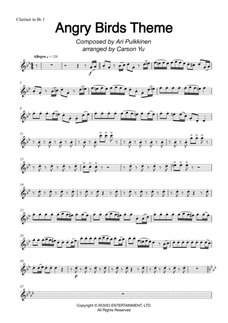 Angry Birds Theme For Clarinet Choir Page 2
