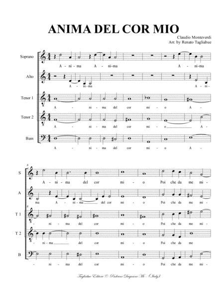 Anima Del Cor Mio C Monteverdi For Sattb Choir Page 2