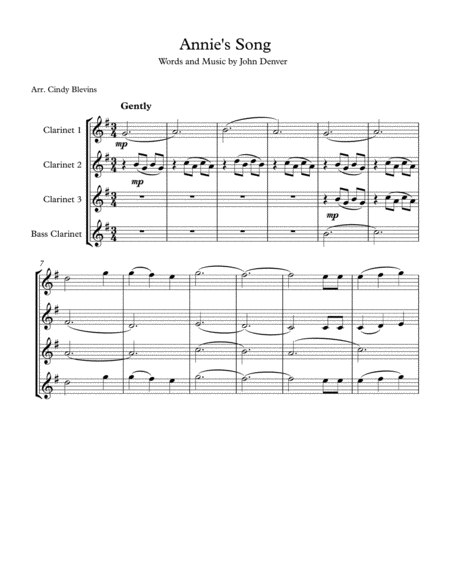 Annies Song For Clarinet Quartet With Bass Clarinet Page 2