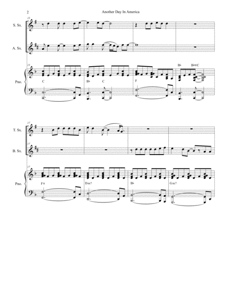 Another Day In America For Saxophone Quartet And Piano Page 2