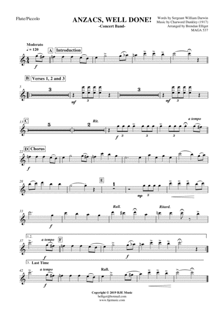 Anzacs Well Done Concert Band Score And Parts Pdf Page 2