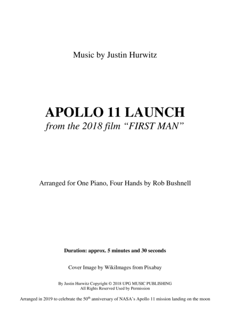 Apollo 11 Launch From The Film First Man Justin Hurwitz Piano Duet One Piano Four Hands Page 2