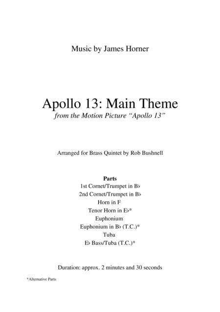 Apollo 13 Main Theme James Horner Brass Quintet Page 2