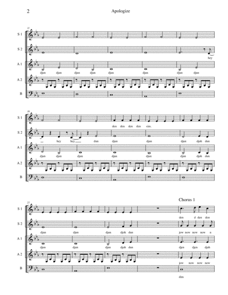 Apologize A Cappella Page 2