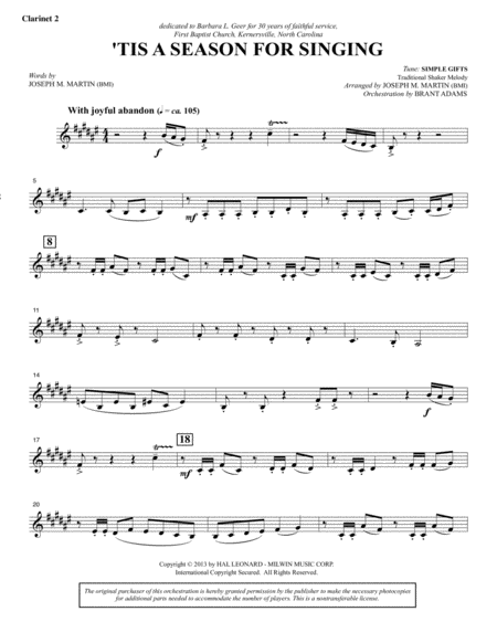 Appalachian Winter A Cantata For Christmas Bb Clarinet 2 Page 2