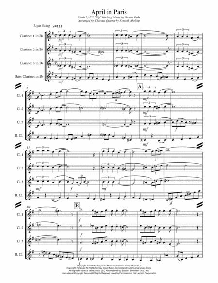 April In Paris For Clarinet Quartet Page 2