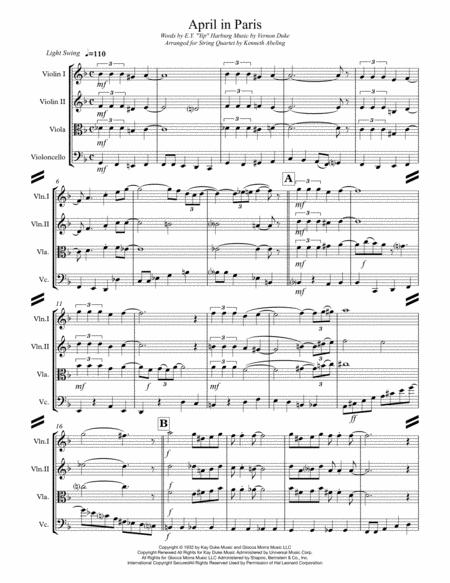 April In Paris For String Quartet Page 2