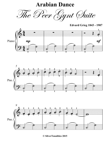 Arabian Dance The Peer Gynt Suite Easiest Piano Sheet Music Page 2