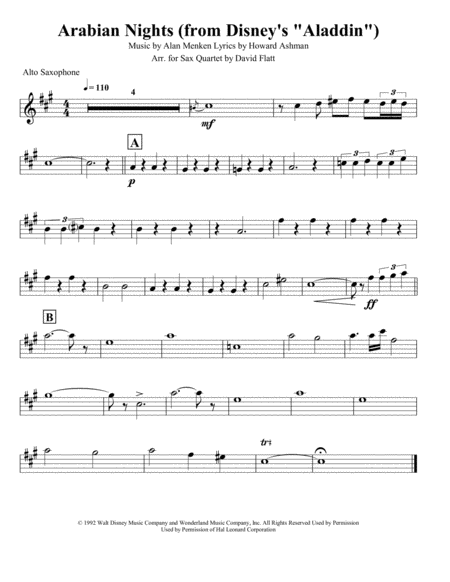 Arabian Nights From Aladdin For Satb Sax Quartet Page 2