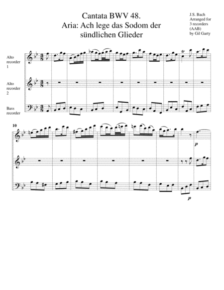 Aria Ach Lege Das Sodom Der Sndlichen Glieder From Cantata Bwv 48 Arrangement For 3 Recorders Page 2