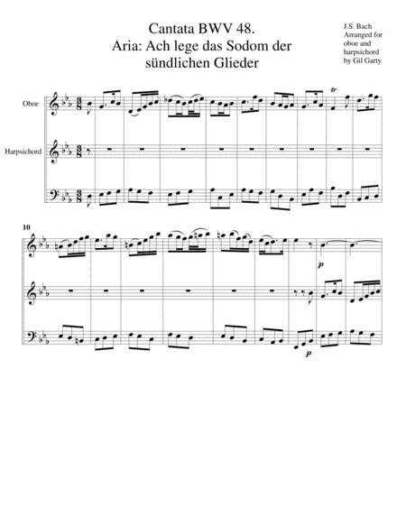 Aria Ach Lege Das Sodom Der Sndlichen Glieder From Cantata Bwv 48 Arrangement For Oboe Or Violin And Harpsichord Or Organ Or Piano Page 2