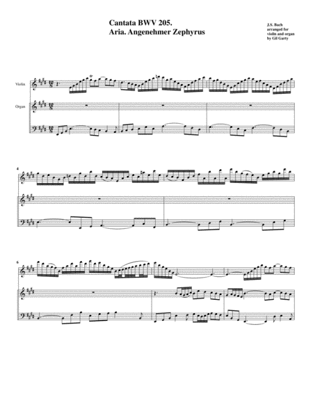 Aria Angenehmer Zephyrus From Cantata Bwv 205 Arrangement For Violin And Organ Page 2