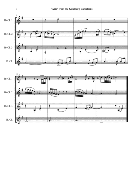 Aria From The Goldberg Variations For Clarinet Quartet 3 B Flat Clarinets And Bass Clarinet Page 2