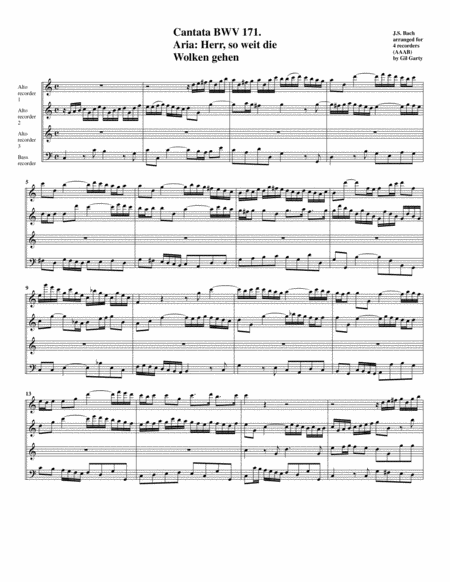 Aria Herr So Weit Wolken Gehen From Cantata Bwv 171 Arrangement For Recorders Page 2