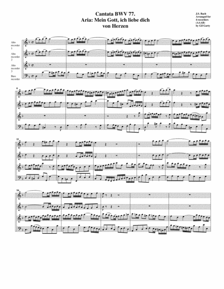 Aria Mein Gott Ich Liebe Dich Von Herzen From Cantata Bwv 77 Arrangement For Recorders Page 2