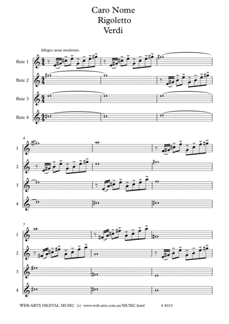 Arias For Flute Choir Caro Nome From Rigoletto Page 2