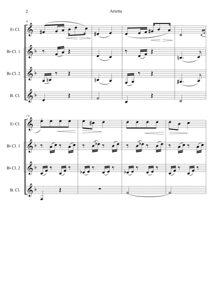 Arietta For Clarinet Quartet From Lyric Pieces Page 2